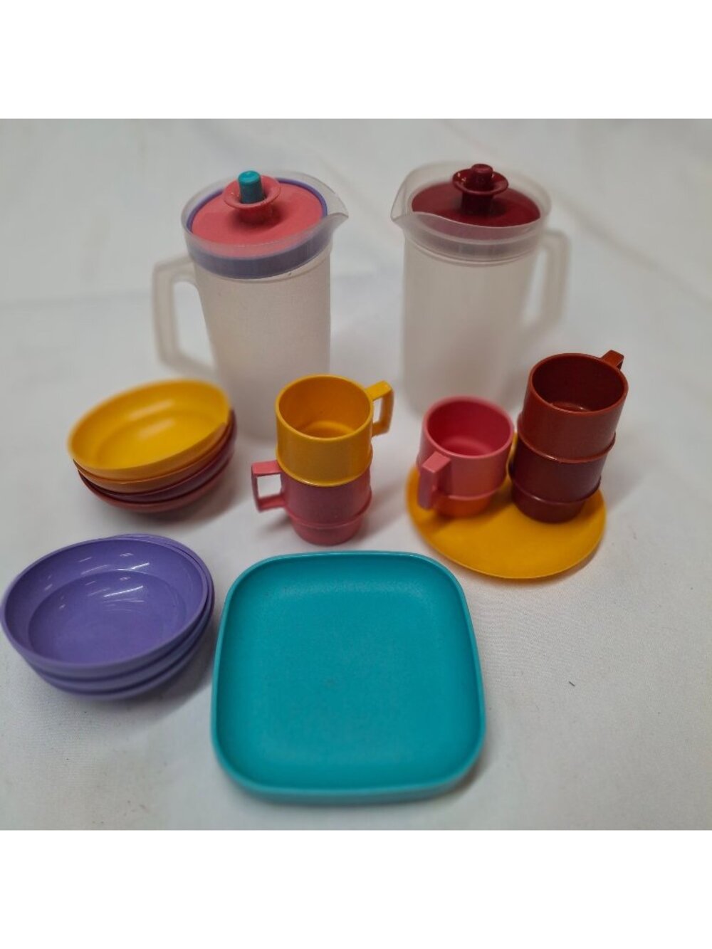 Vintage Tupperware "Child's Play" Mini Toy set Picnic Set W/ Pitchers Plates Bo